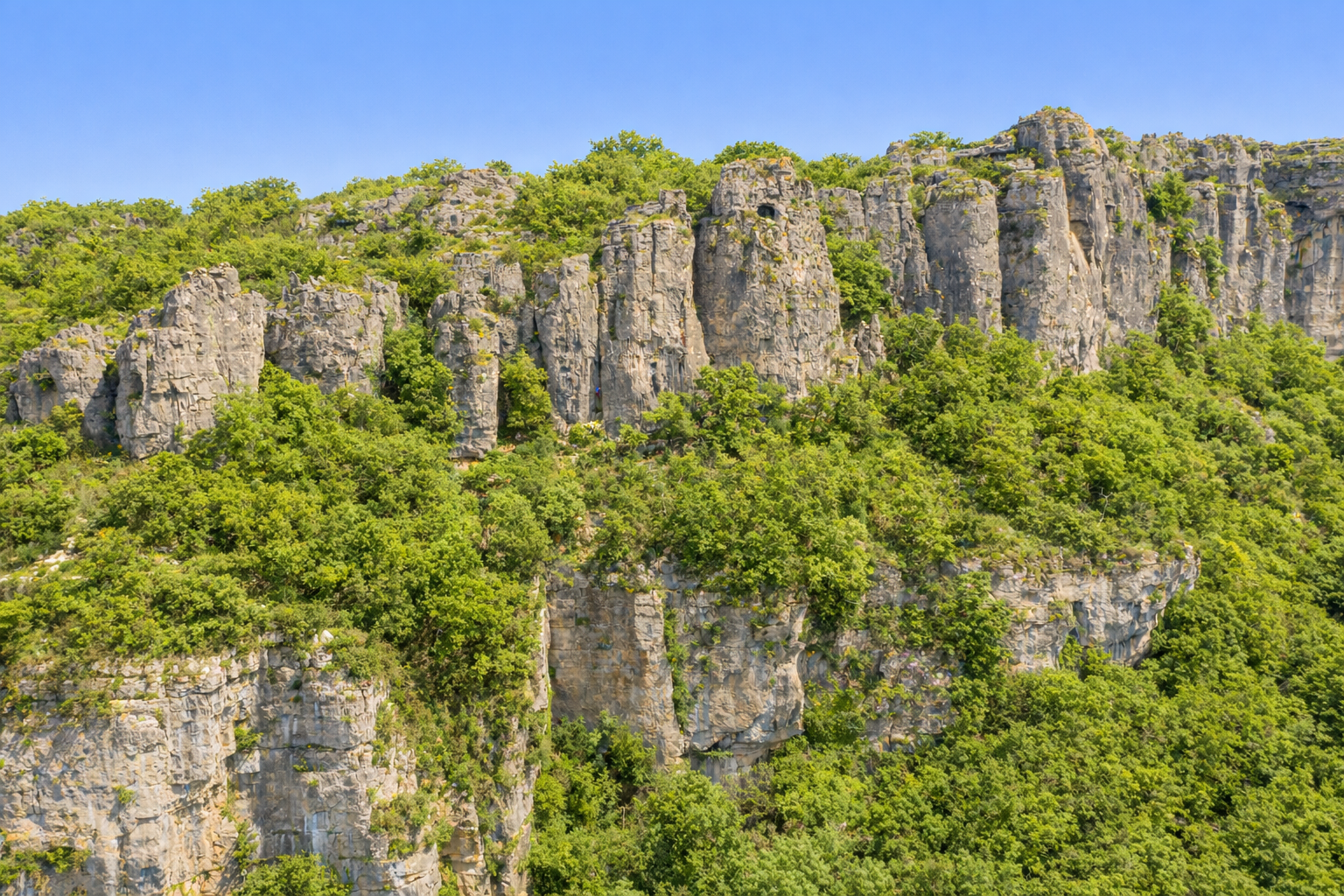 Labeil climbing routes on dolomite limestone
