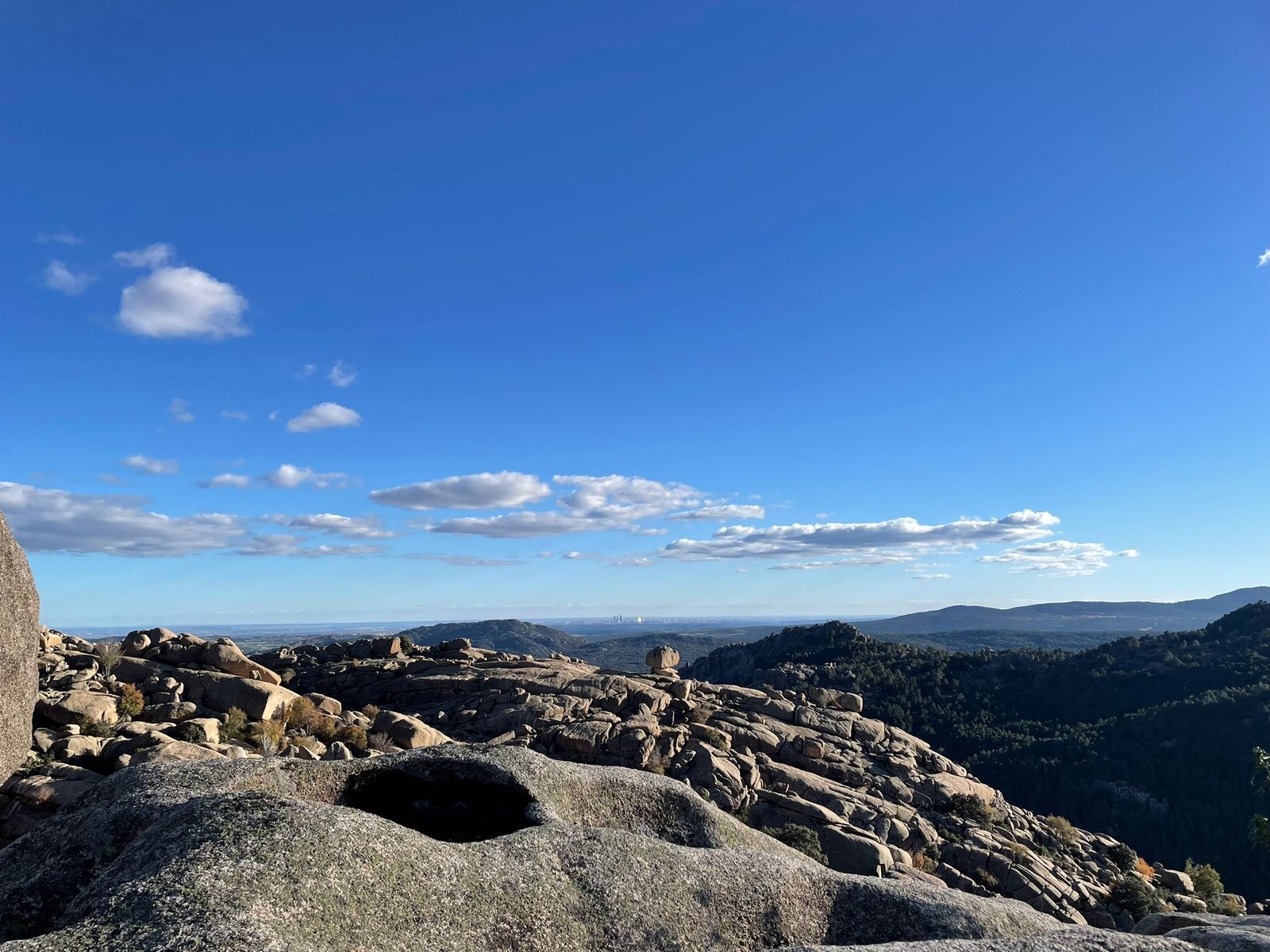 Breathtaking view from La Tortuga summit looking across granite maze