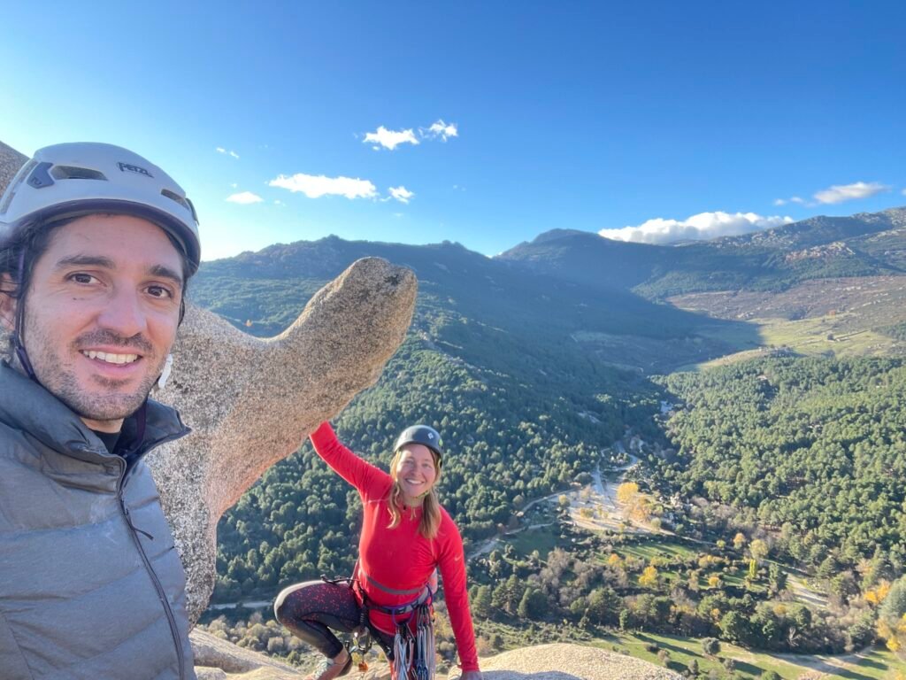 Climber on friction slab demonstrating adherencia technique