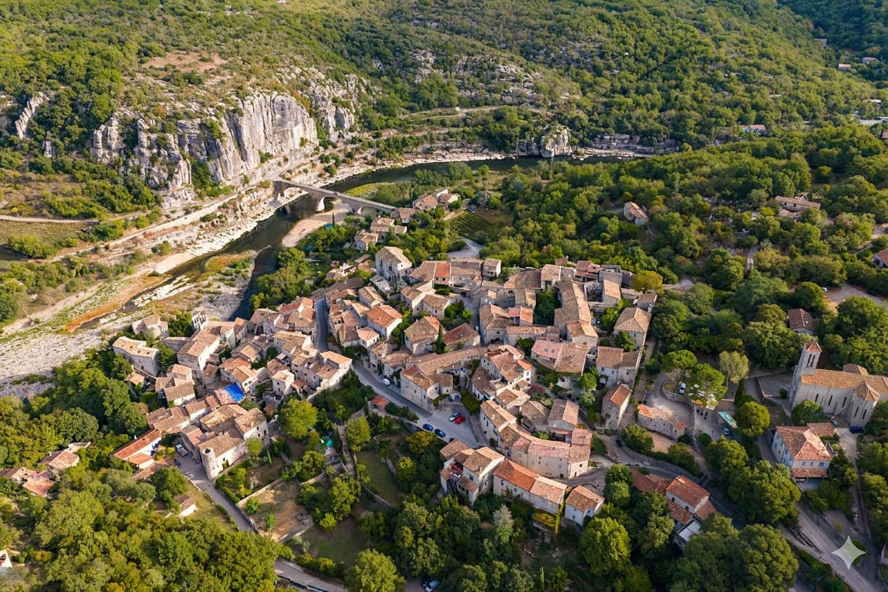 Labeaume village Ardèche climbing