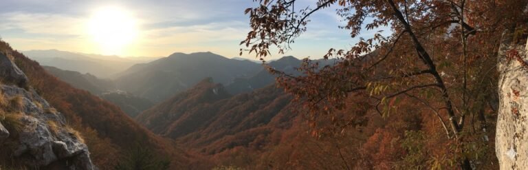 Le Rochchette View top of climbing cliff